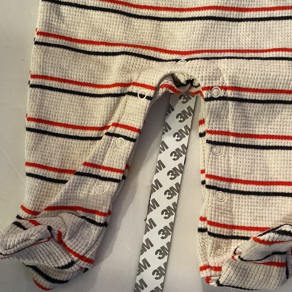 Ever& Ever Waffle Footie Cream, Red & Blue, Size Newborn with Snap Closure - Picture 5 of 9